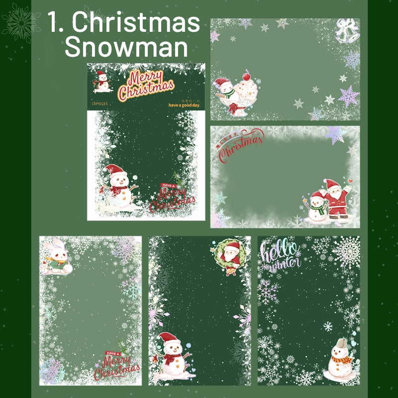 Christmas Laser Silver PET Background Stickers - Snowflakes, Snowmen, Reindeer sku-1