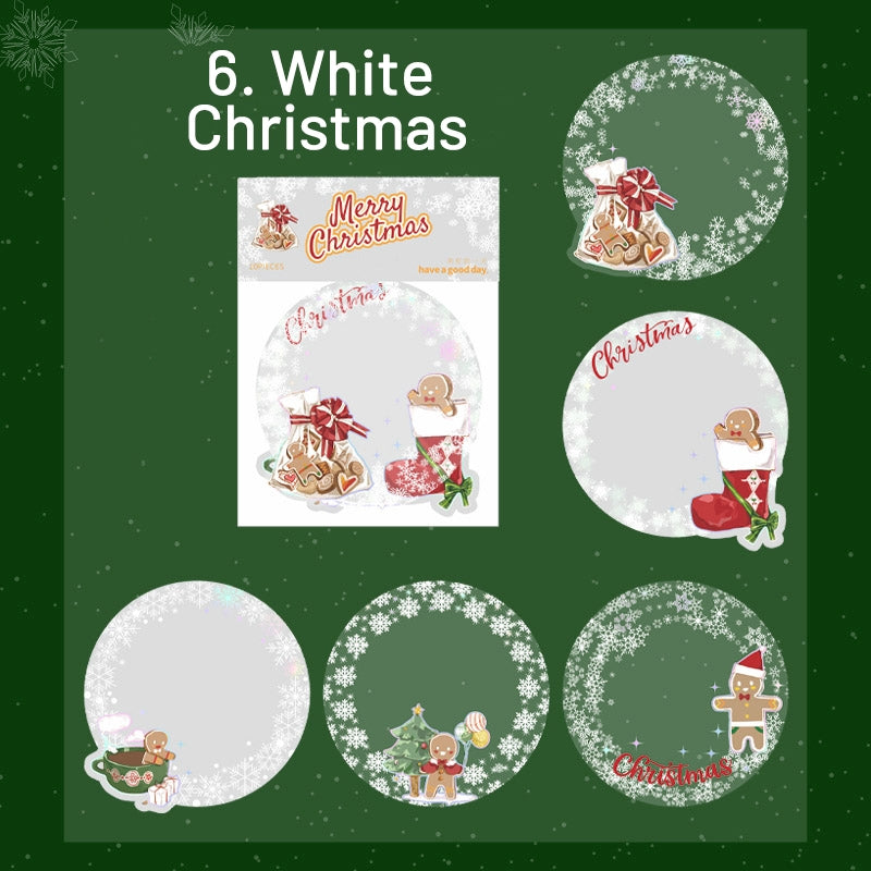 Christmas Laser Silver PET Background Stickers - Snowflakes, Snowmen, Reindeer sku-6