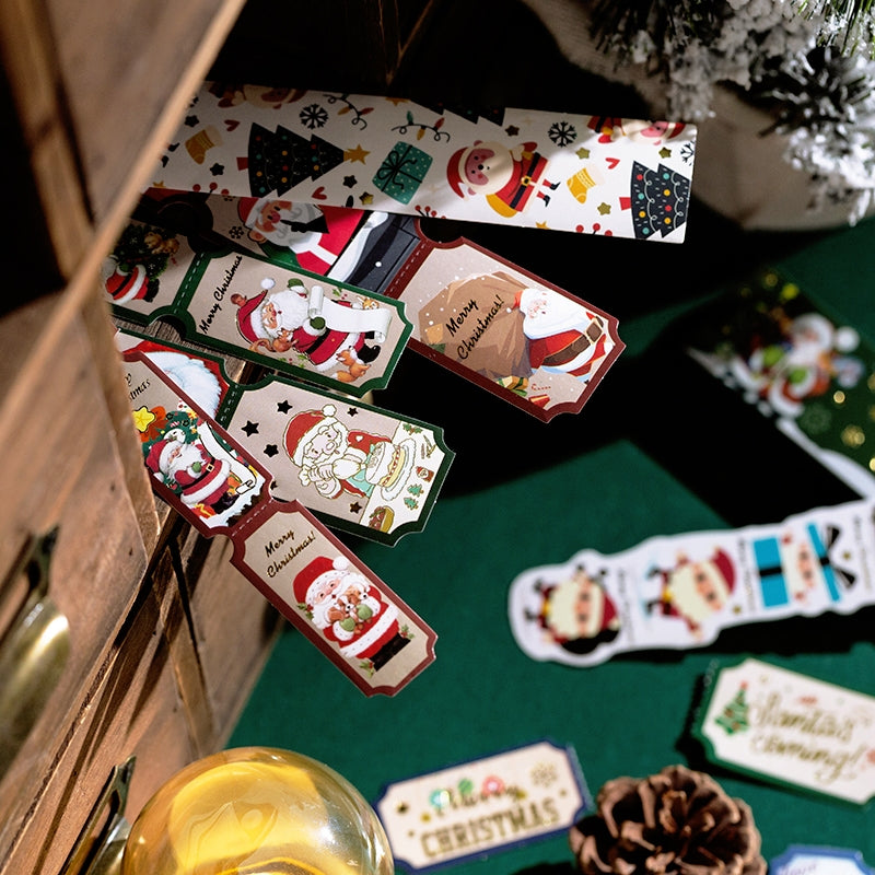 Christmas Long Gold Foil Stickers - Trees, Snowmen, Greetings, Santa Claus b6