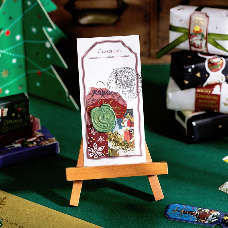 Christmas Long Gold Foil Stickers - Trees, Snowmen, Greetings, Santa Claus b