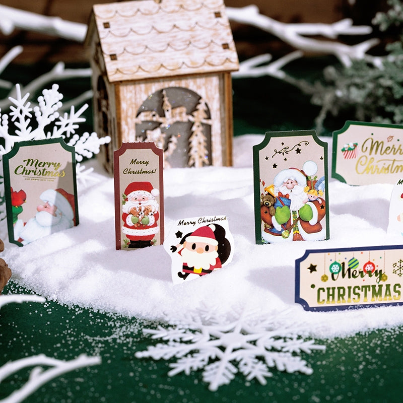 Christmas Long Gold Foil Stickers - Trees, Snowmen, Greetings, Santa Claus c2