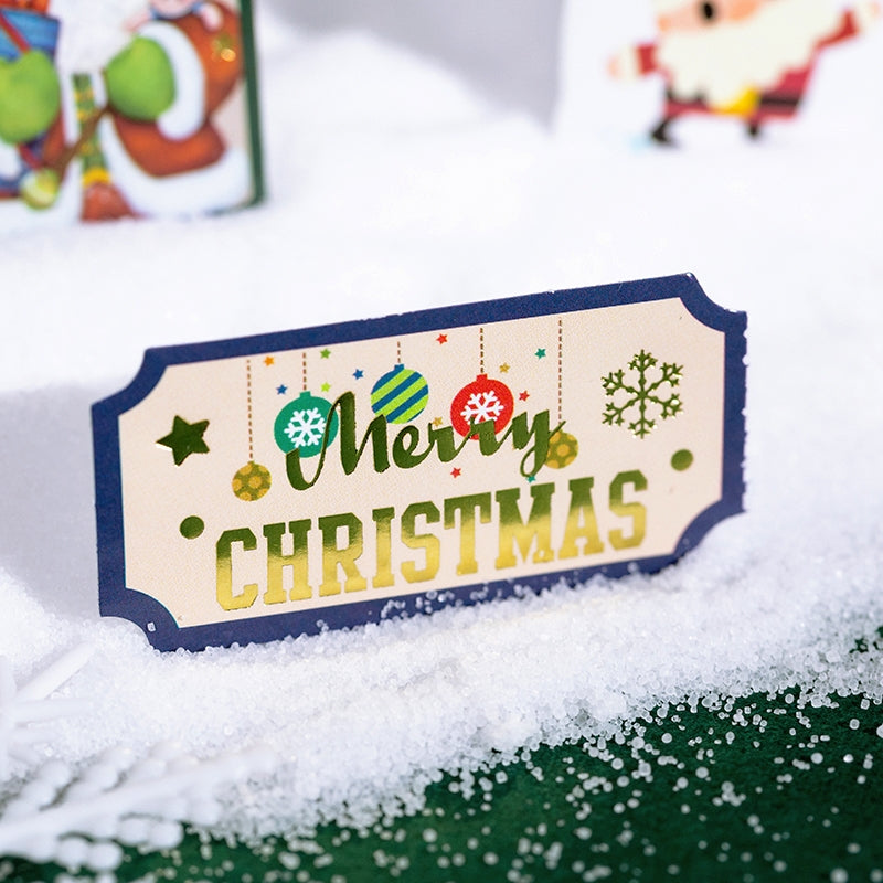Christmas Long Gold Foil Stickers - Trees, Snowmen, Greetings, Santa Claus c