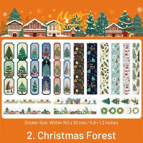 Christmas Long Gold Foil Stickers - Trees, Snowmen, Greetings, Santa Claus sku-2