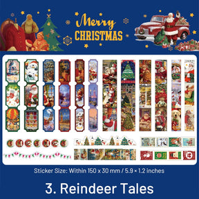 Christmas Long Gold Foil Stickers - Trees, Snowmen, Greetings, Santa Claus sku-3