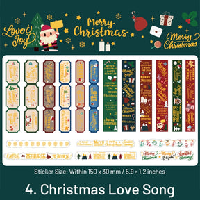 Christmas Long Gold Foil Stickers - Trees, Snowmen, Greetings, Santa Claus sku-4