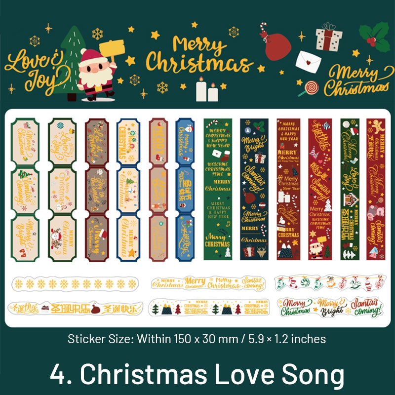 Christmas Long Gold Foil Stickers - Santa Claus, Reindeer, and More - 36 Stickers christmas-long-gold-foil-stickers-santa-claus-reindeer-and-more-36-stickers