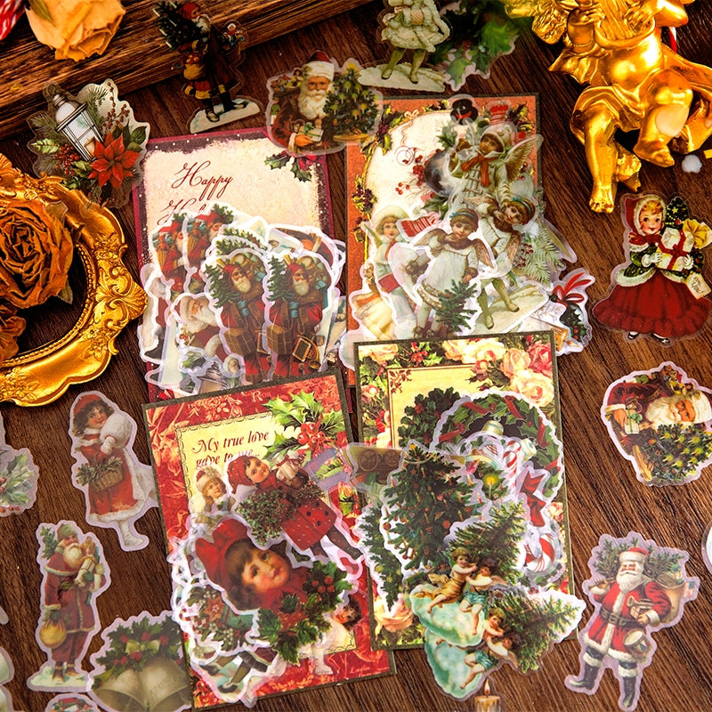 Christmas People Cartoon PET Stickers - Girl, Angel, Snowman, Santa Claus, Tree a