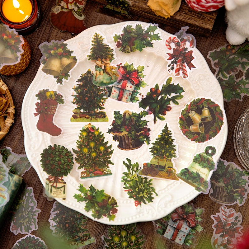 Christmas People Cartoon PET Stickers - Girl, Angel, Snowman, Santa Claus, Tree b2