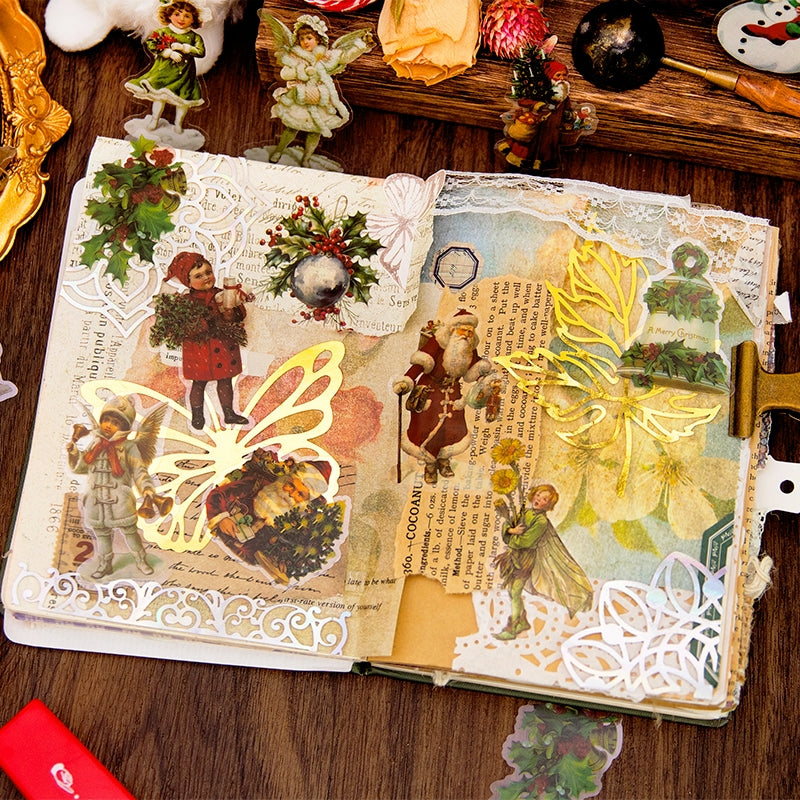 Christmas People Cartoon PET Stickers - Girl, Angel, Snowman, Santa Claus, Tree b5