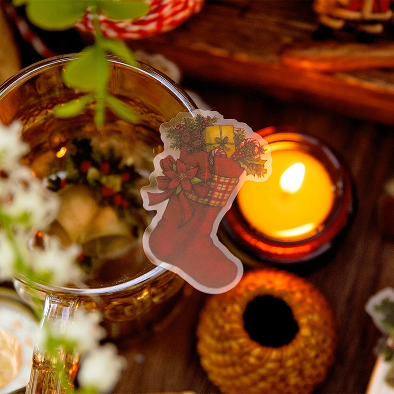 Christmas People Cartoon PET Stickers - Girl, Angel, Snowman, Santa Claus, Tree c