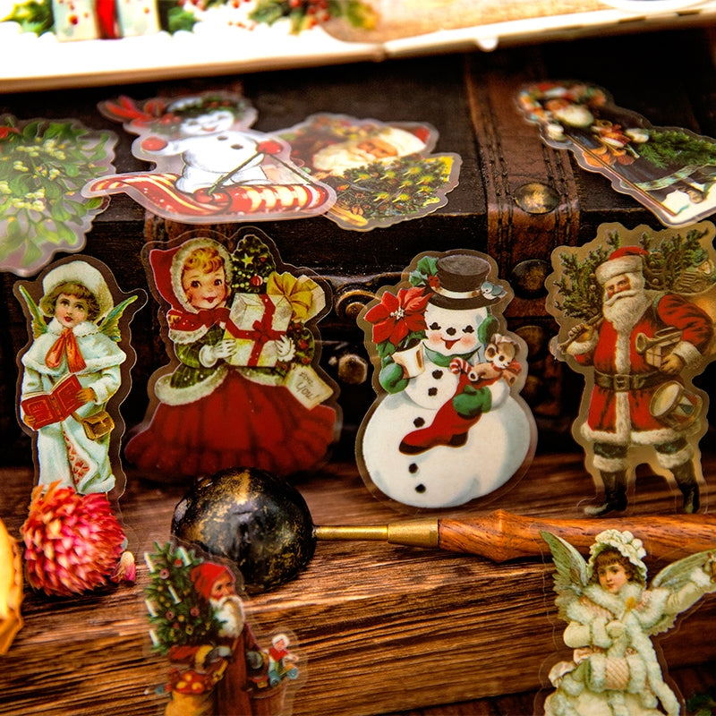 Christmas People Cartoon PET Stickers - Girl, Angel, Snowman, Santa Claus, Tree c2