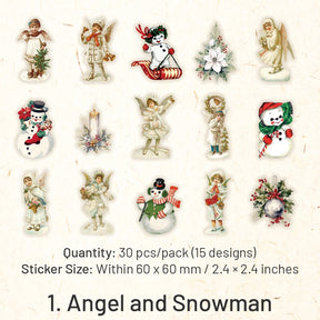 Christmas People Cartoon PET Stickers - Girl, Angel, Snowman, Santa Claus, Tree sku-1