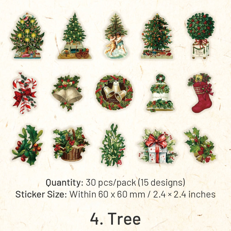 Christmas People Cartoon PET Stickers - Girl, Angel, Snowman, Santa Claus, Tree sku-4
