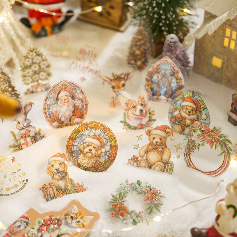 Christmas PET Hot Stamping Gold Stickers - Wreath, Food, Gift b2