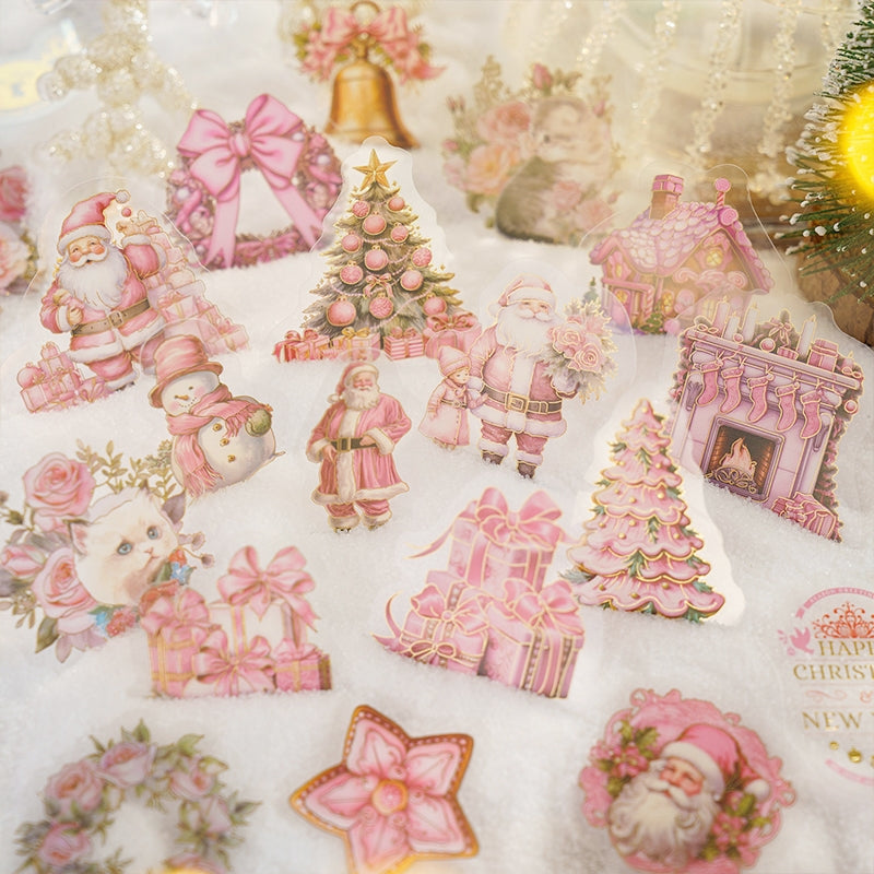 Christmas PET Hot Stamping Gold Stickers - Wreath, Food, Gift b3