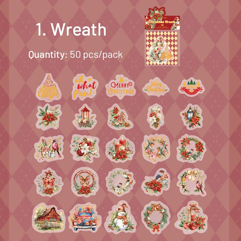 Christmas PET Hot Stamping Gold Stickers - Wreath, Food, Gift sku-1