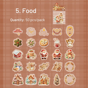 Christmas PET Hot Stamping Gold Stickers - Wreath, Food, Gift sku-5