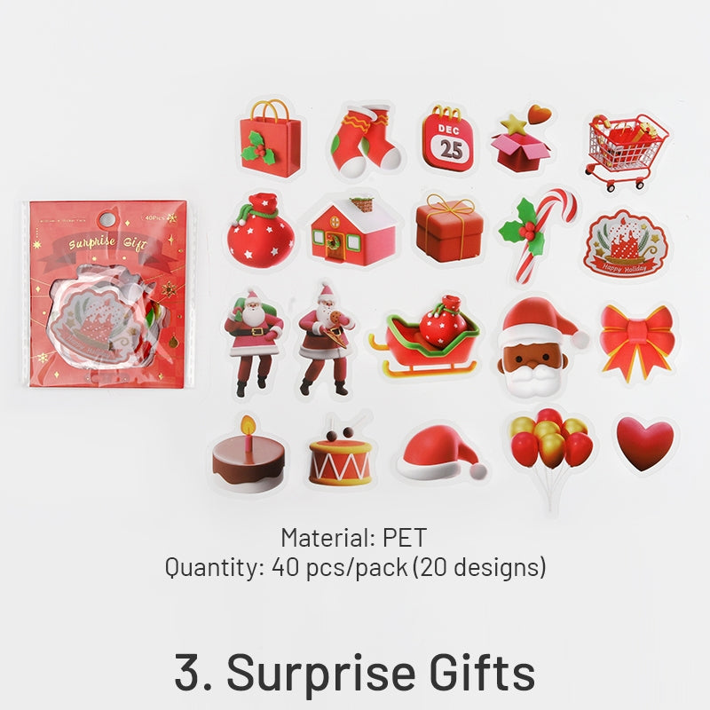 Christmas PET Stickers - Snowman, Gifts, Bells, Tree, Food sku-3