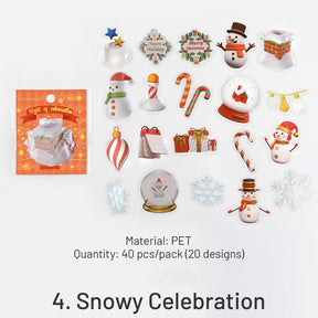 Christmas PET Stickers - Snowman, Gifts, Bells, Tree, Food sku-4