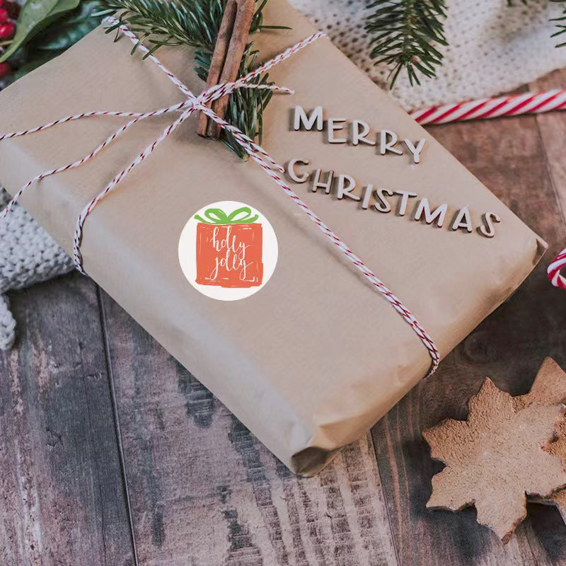 Christmas Roll Kraft Self-Adhesive Stickers b1
