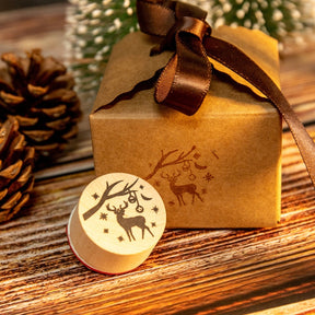 Christmas Round Rubber Stamp Set - Santa Claus, Snowflake, Reindeer, Christmas Tree, Snowman, House b6