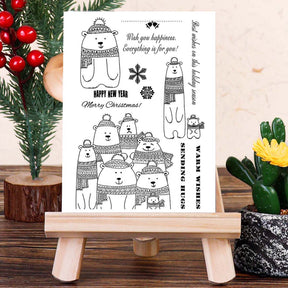 Christmas Scarf Bear Silicone Rubber Stamps