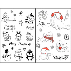 Christmas Silicone Rubber Stamps - Greetings, Animals, Characters b4