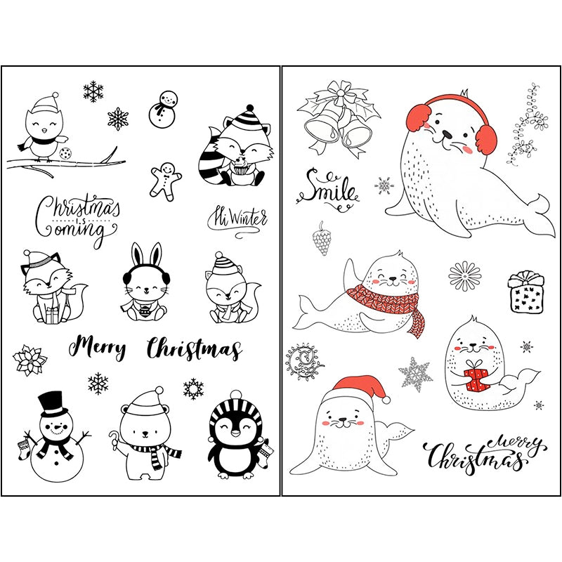Christmas Silicone Rubber Stamps - Greetings, Animals, Characters b4
