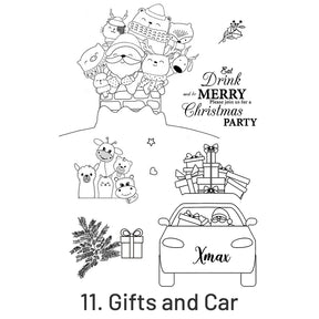 Christmas Silicone Rubber Stamps - Greetings, Animals, Characters sku-11