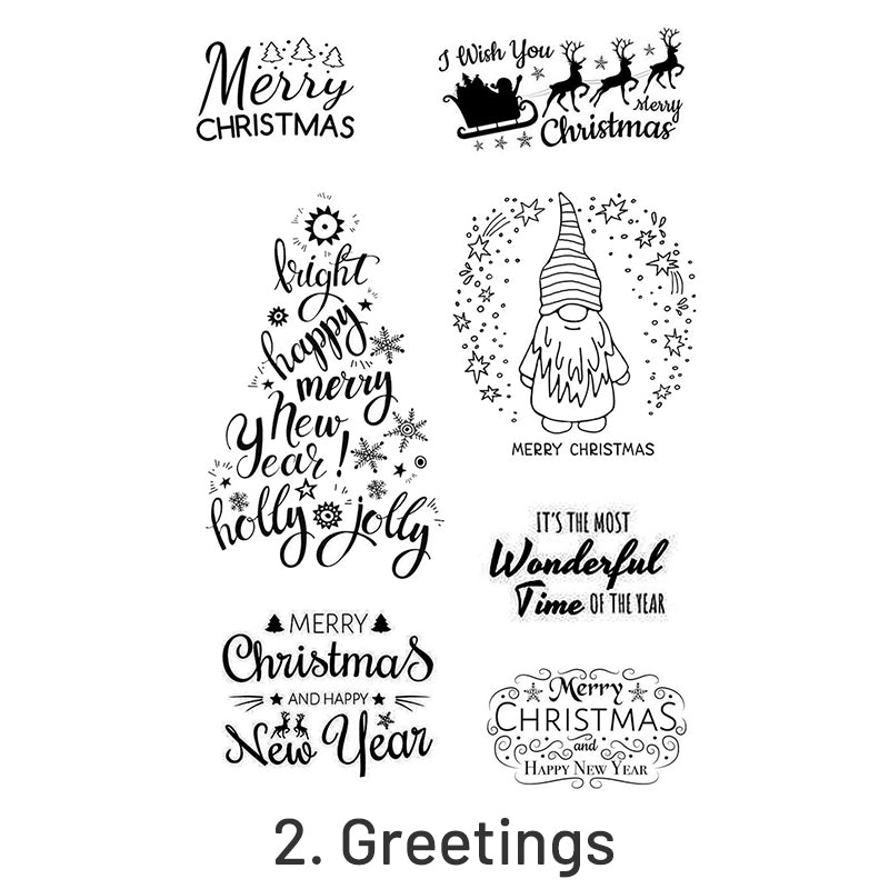 Christmas Silicone Rubber Stamps - Greetings, Animals, Characters sku-2