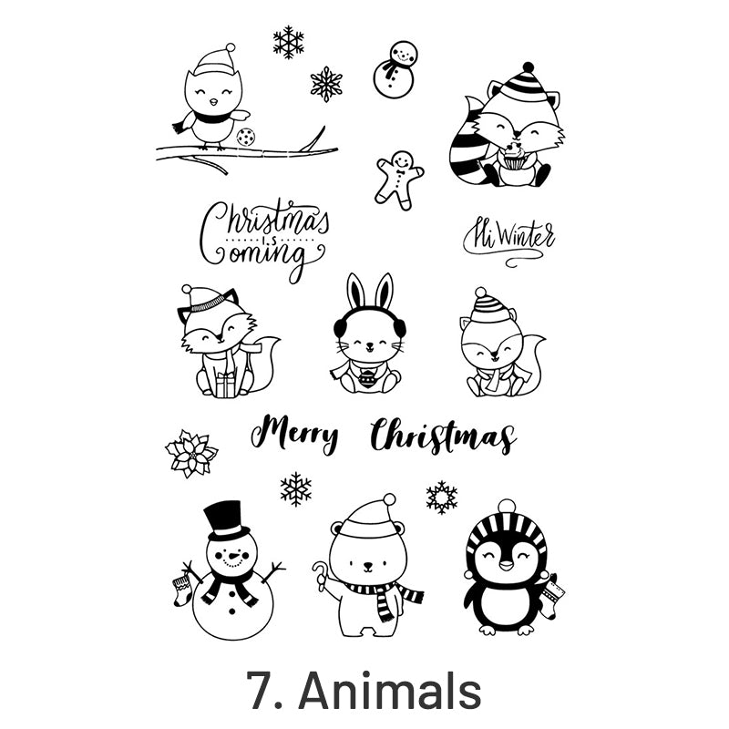 Christmas Silicone Rubber Stamps - Greetings, Animals, Characters sku-7