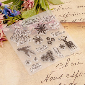 Christmas Silicone Rubber Stamps - Snowflakes, Plants, Reindeer b3