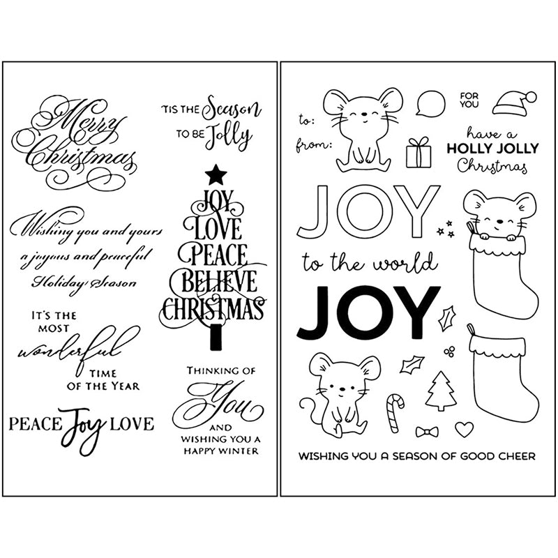 Christmas Silicone Stamps - Tree, Words, Blessings, Penguin b2
