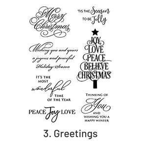 Christmas Silicone Stamps - Tree, Words, Blessings, Penguin sku-3