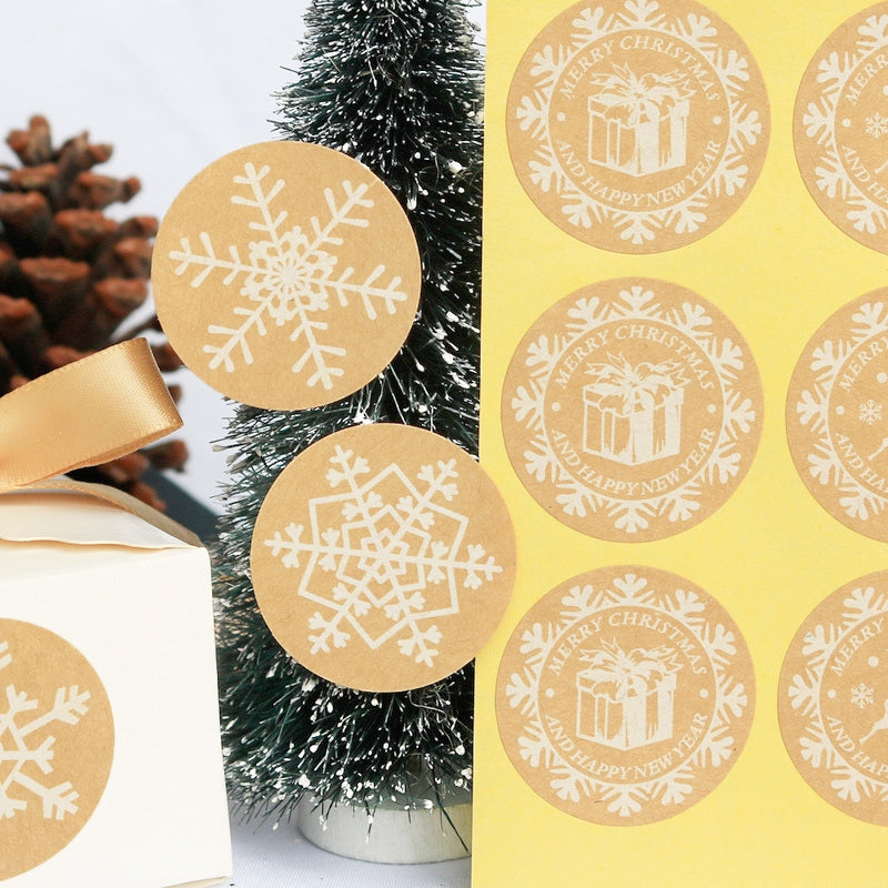 Christmas Snowflake Kraft Seal Stickers a