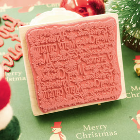 K-Kingdom Christmas Text Merry Christmas Wooden Rubber Stamp