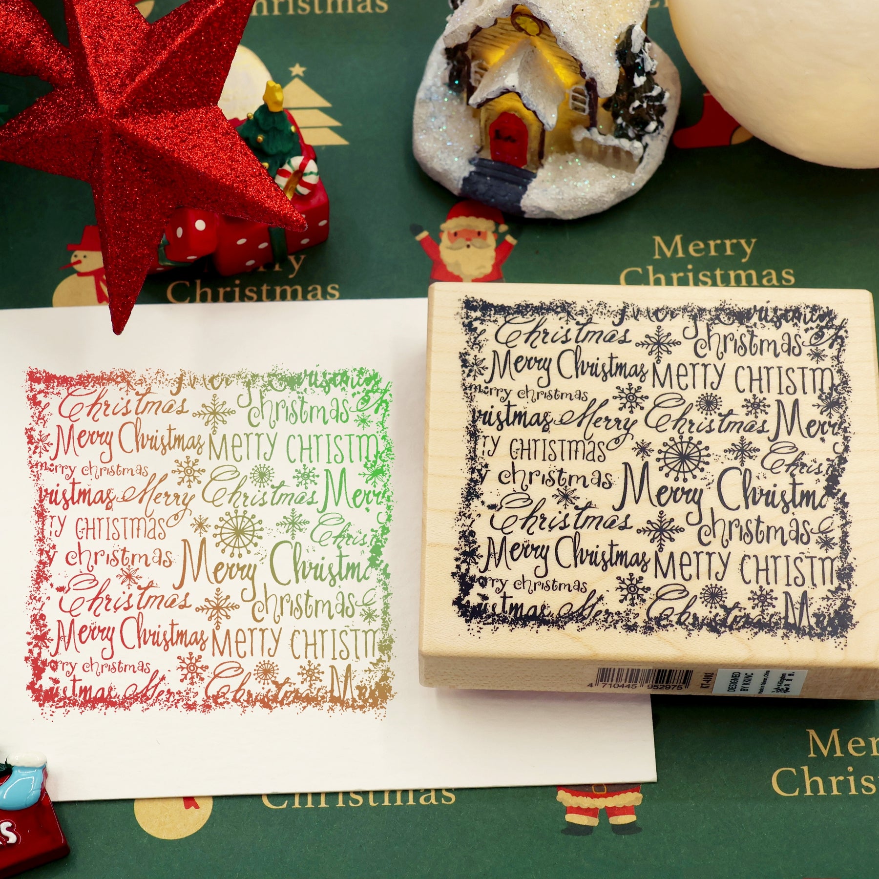 K-Kingdom Christmas Text Merry Christmas Wooden Rubber Stamp3