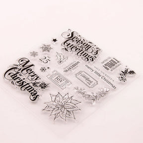 Christmas Text Snowflake Leaves Clear Silicone Stamps c3