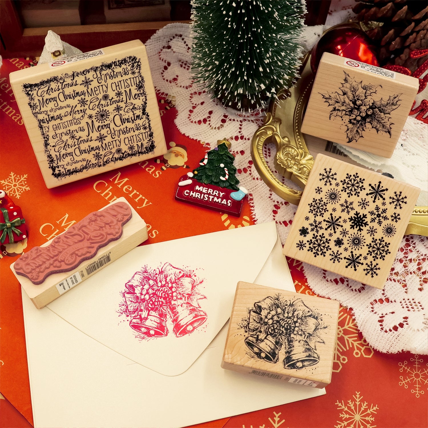 K-Kingdom Christmas Theme Wooden Rubber Stamp Set3