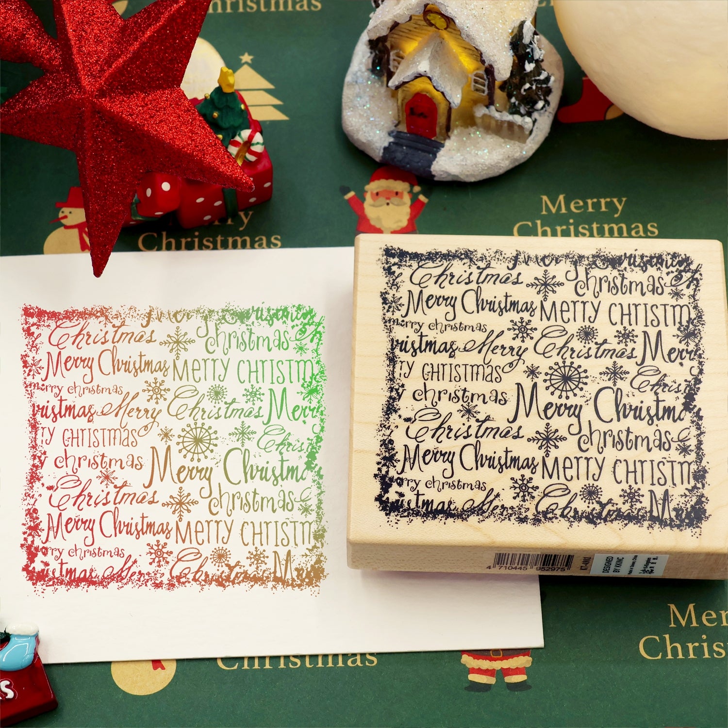 K-Kingdom Christmas Theme Wooden Rubber Stamp Set12