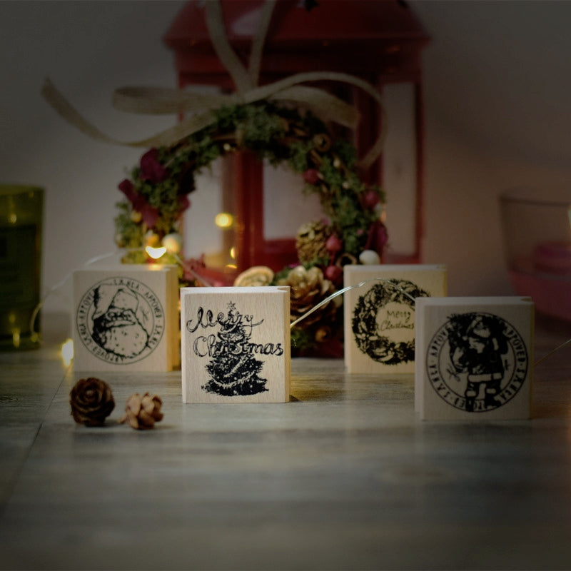 Christmas-themed Creative Wooden Rubber Stamp b1