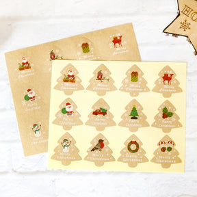 Christmas Tree-Shaped Kraft Sticker a
