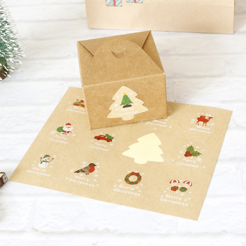 Christmas Tree-Shaped Kraft Sticker b1