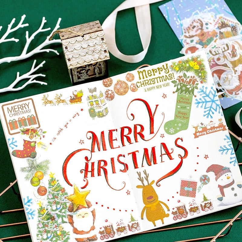 Christmas Washi Stickers - Tree, Snowflake, Snowman, Reindeer, Santa Claus, Greetings b