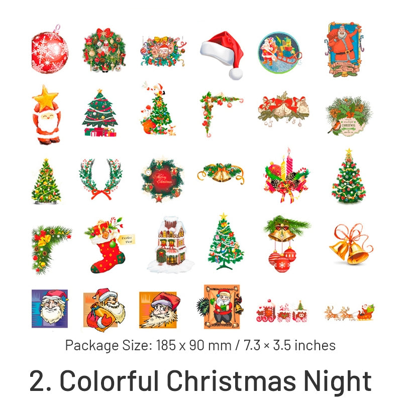 Christmas Washi Stickers - Tree, Snowflake, Snowman, Reindeer, Santa Claus, Greetings sku-2