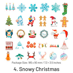 Christmas Washi Stickers - Tree, Snowflake, Snowman, Reindeer, Santa Claus, Greetings sku-4