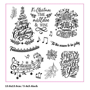 Christmas Words and Text Clear Silicone Rubber Stamps a