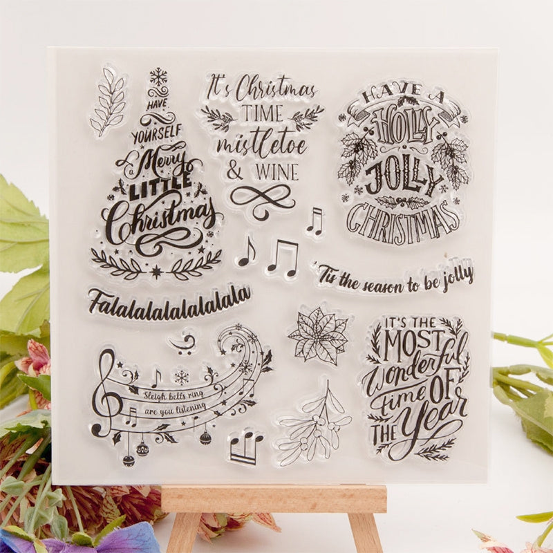 Christmas Words and Text Clear Silicone Rubber Stamps b1