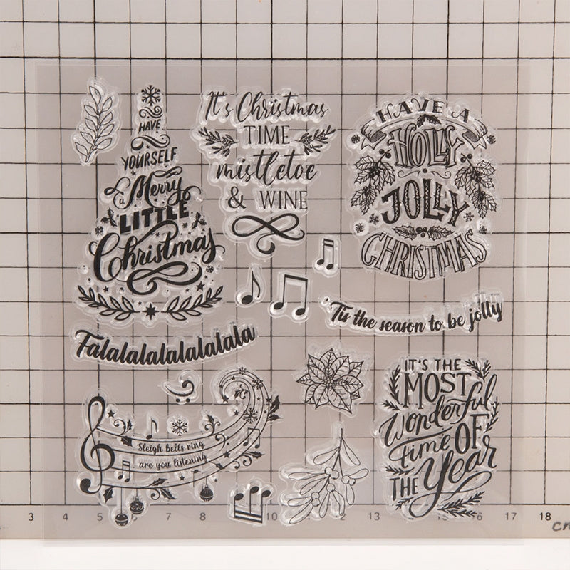 Christmas Words and Text Clear Silicone Rubber Stamps b2