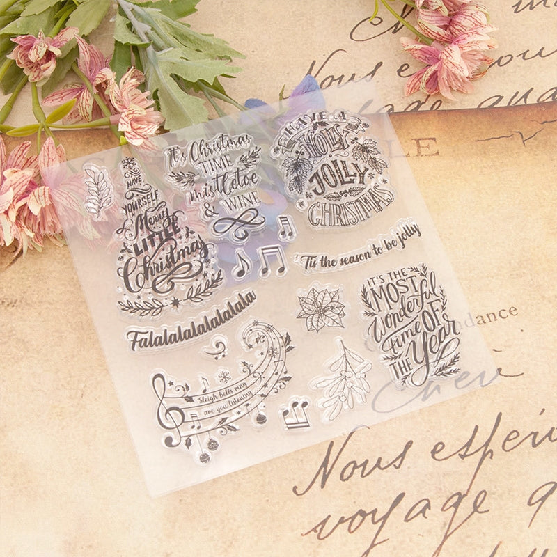 Christmas Words and Text Clear Silicone Rubber Stamps b3